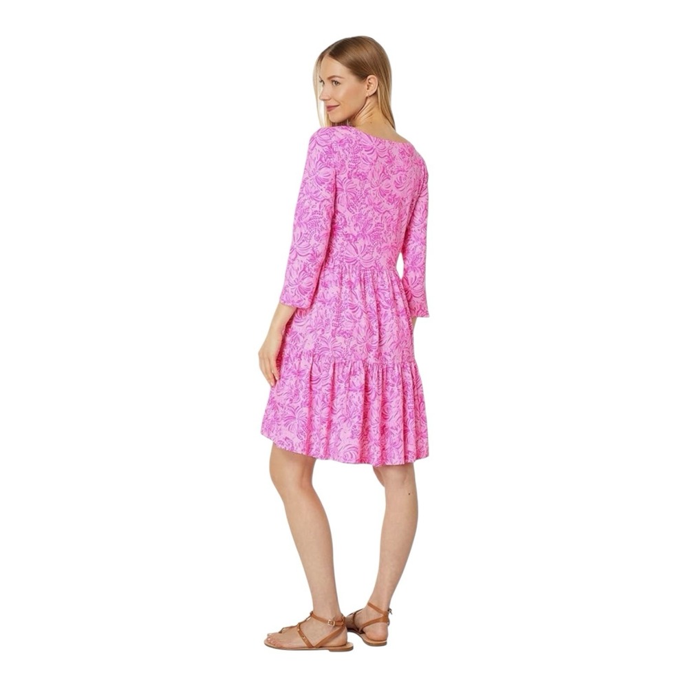Lilly Pulitzer Pink Paradise Twirl Skirt Long Sleeve Dress Size Medium - Picture 2 of 12